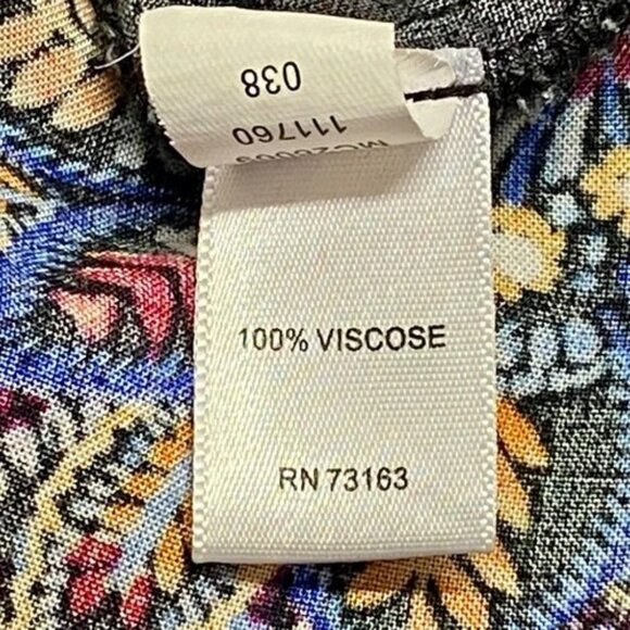 Cable & Gauge Long Tunic Women's Small Black Floral Print 3/4 Roll Tab Sleeves - Picture 8 of 11